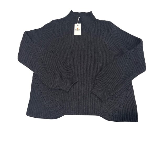 Marine Layer Erin Turtleneck women Sweater Black color Ribbed Knit XL New - Picture 3 of 11